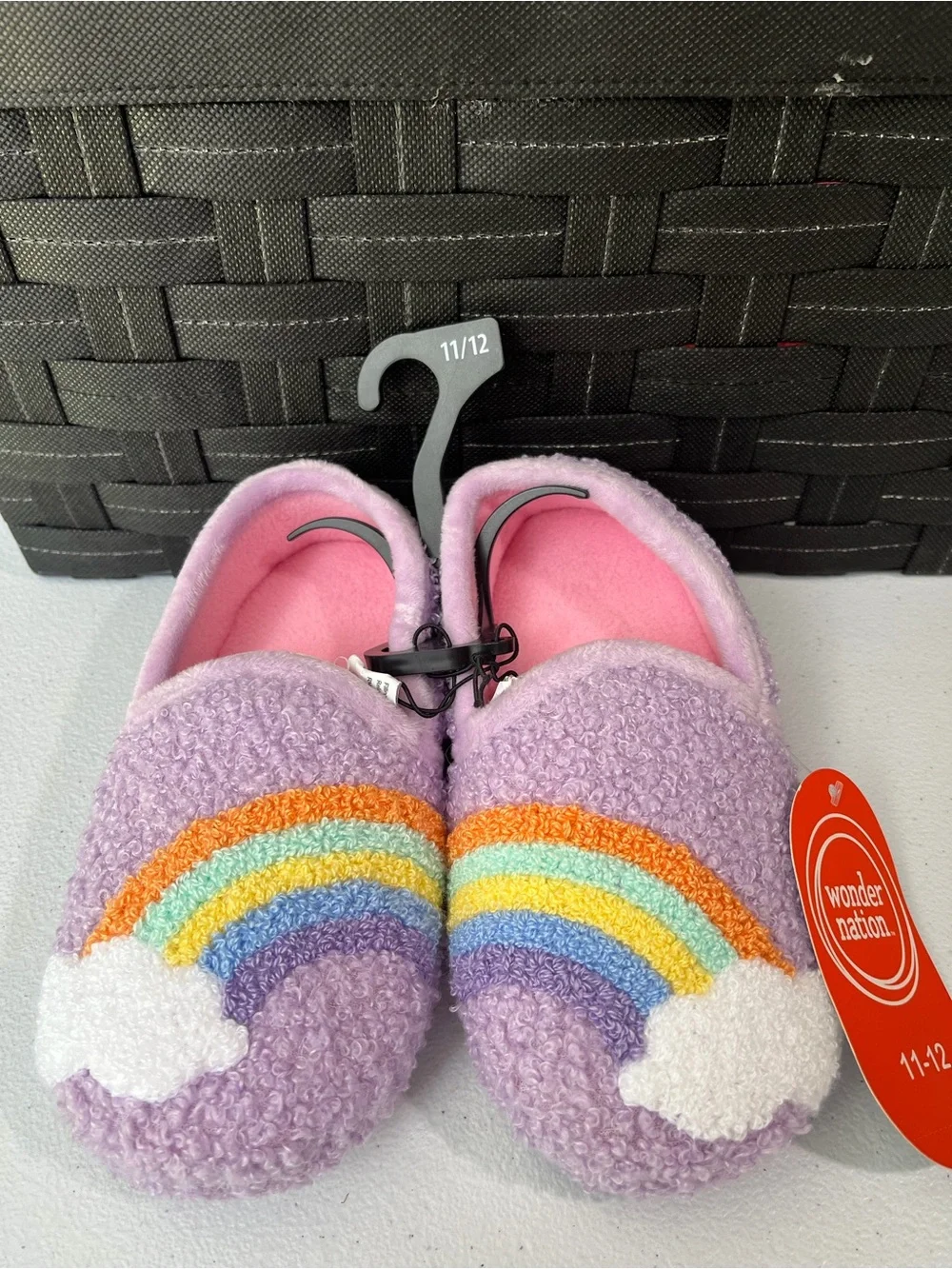 wonder nation Lavender Fuzzy Rainbow Cloud Slip-Ons